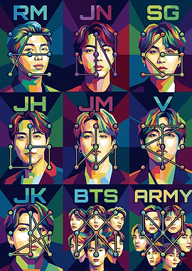 BTS Members Pop Art Portrait Grid
