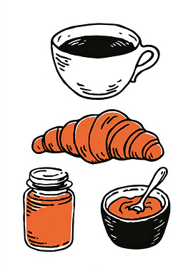 Breakfast Set with Coffee and Croissant