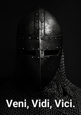 Knight Helmet with Latin Quote