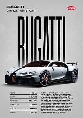 Bugatti Chiron Pur Sport Car Poster