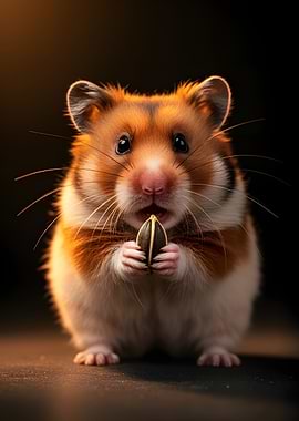 Cute Hamster Holding a Sunflower Seed