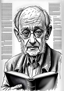 Elderly Man Reading a Book