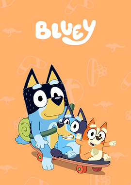 Bluey Family on Skateboard