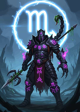 Scorpio Knight with Zodiac Symbol