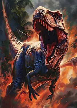 Fierce Tyrannosaurus Rex Roaring