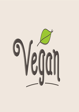 Vegan text with leaf icon