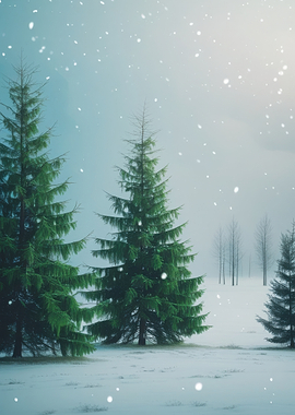 Winter Forest with Snowfall