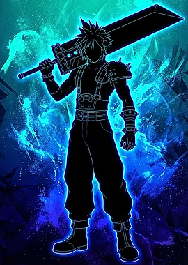 Cloud Strife Silhouette with Buster Sword