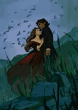 Romantic Couple Amidst Birds and Nature