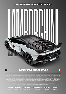 Lamborghini Aventador SVJ Car Poster