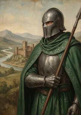 Knight in Green Cloak with Spear
