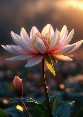 Serene Lotus Flower at Sunrise