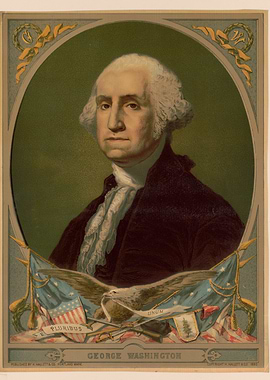 George Washington Portrait with Eagle and Flags