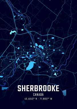 Sherbrooke Canada Midnight City Map
