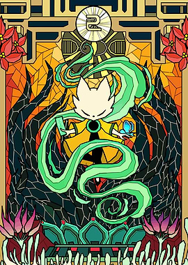 Mystical Fox Character with Flowing Energy