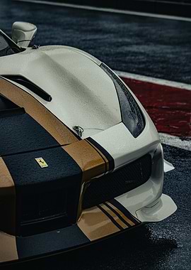 Ferrari Race Car on Wet Track