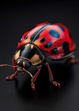 Close-up of a Red and Blue Ladybug