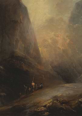 Hikers in a Mountainous Canyon