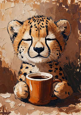 Cheetah with Coffee Mug
