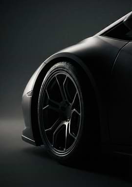 Close-up of a Black Sports Car Wheel