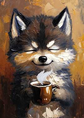 Dog Enjoying Coffee