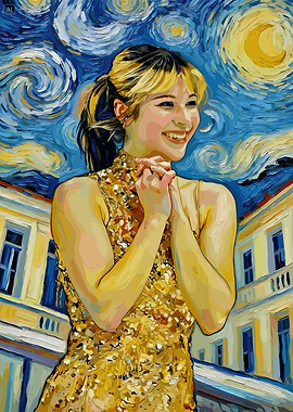 Woman in Starry Night Style