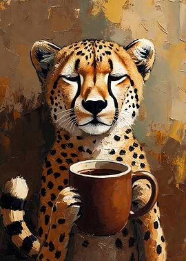 Cheetah Enjoying Coffee