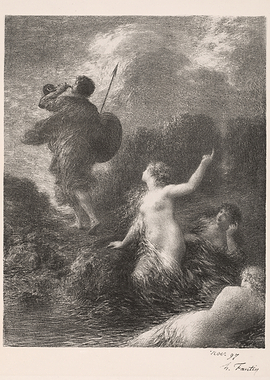 Mythological scene with figures by water