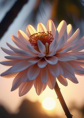 Close-up of a Dahlia flower at sunset