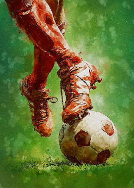 Soccer Player's Feet and Ball