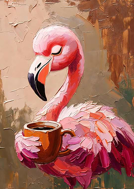 Flamingo Enjoying Coffee