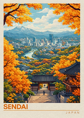 Sendai Cityscape in Autumn