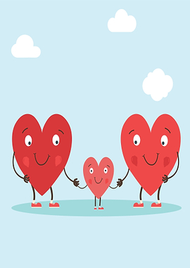 Happy Heart Family Holding Hands