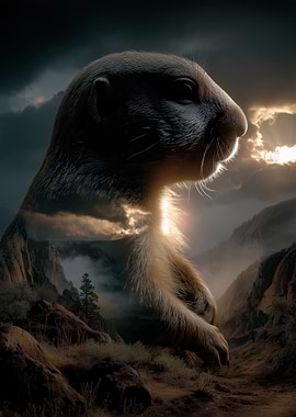 Double Exposure Prairie Dog Landscape