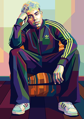 Lamine Yamal Man in Adidas tracksuit in Pop Art style