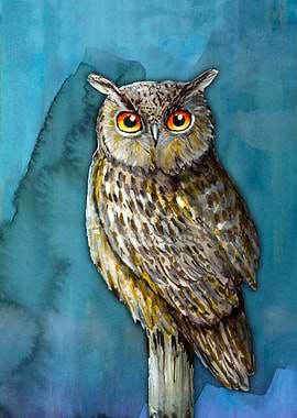 Eagle Owl with Orange Eyes
