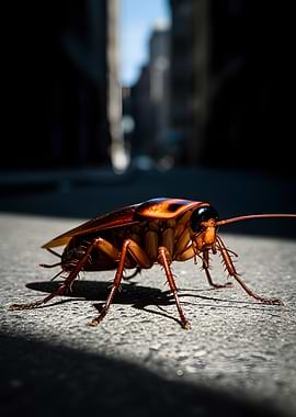 Close-up of a Cockroach on Pavement