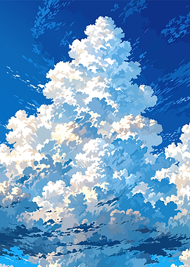 Dramatic Anime Sky with Cumulus Clouds