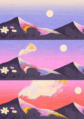 Volcanic Eruption in a Stylized Landscape