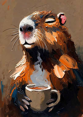 Capybara Enjoying Coffee