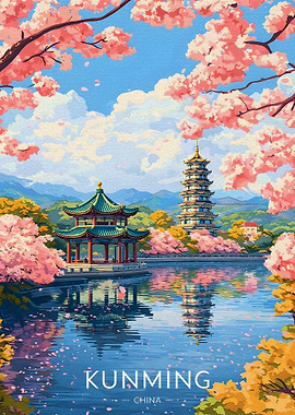Kunming China Cherry Blossom Scenery