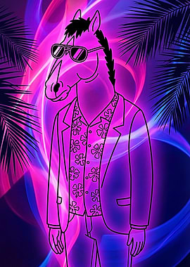BoJack Horseman in Hawaiian Shirt and Blazer