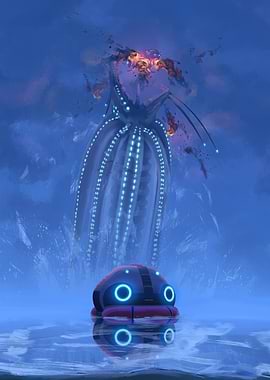 Alien Jellyfish and Submarine