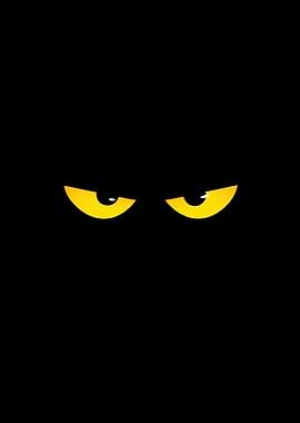 Scary Yellow Eyes in Darkness