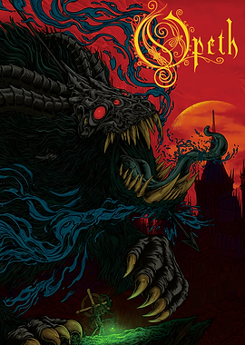 Opeth Logo with Monster and Knight