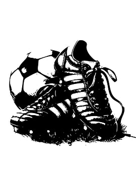 Soccer Ball and Cleats on Grass