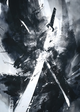 Ink Wash Sword Art