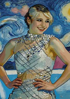 Figure Skater in Starry Night Style