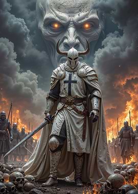 Medieval Knight facing a demonic entity