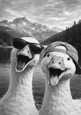 Two Geese Taking a Selfie
